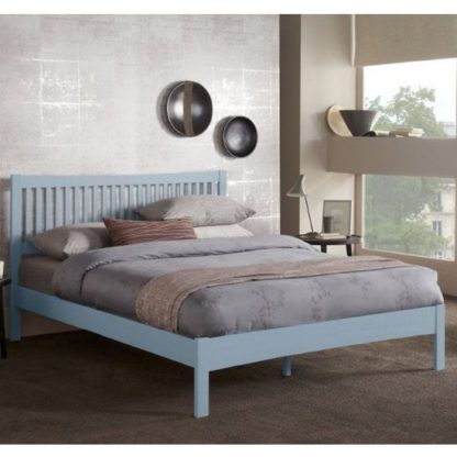 An Image of Mya Hevea Wooden Double Bed In Grey