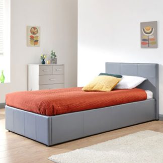 An Image of Side Lift Ottoman Faux Leather Single Bed In Grey