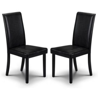 An Image of Hudson Black Faux Leather Dining Chair In Pair