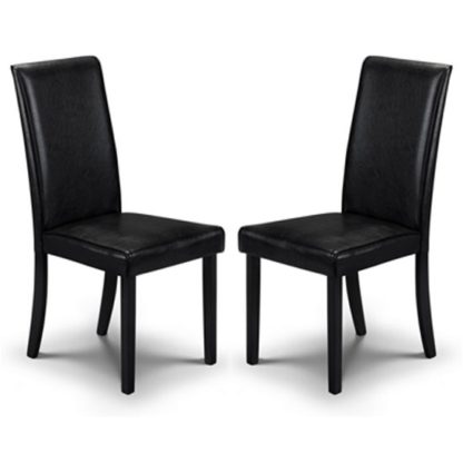 e7cc30c089173769e34cb6ecce2353ba636d98727bf9ccf2038d7a8ccb8ab6f5.jpg An Image of Hudson Black Faux Leather Dining Chair In Pair