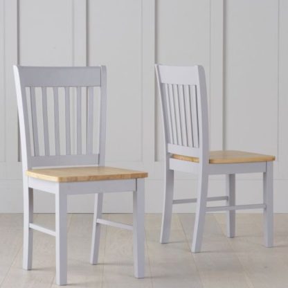 An Image of Sculptor Oak And Grey Dining Chairs In Pair