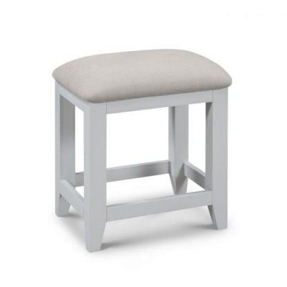 An Image of Bohemia Wooden Dressing Table Stool In Grey With Padded Seat