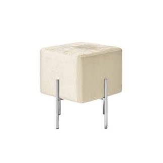 An Image of Ryman Stool In White Velvet And Polished Stainless Steel