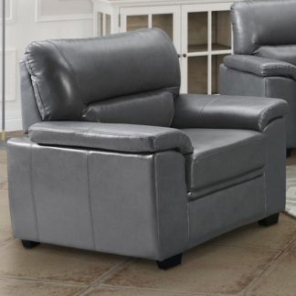 An Image of Rachel LeatherGel And PU 1 Seater Sofa In Grey