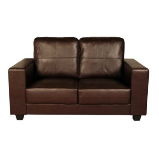An Image of Queensland 2 Seater Sofa In Brown Faux Leather