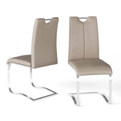 An Image of Gabi Taupe Faux Leather Dining Chair In A Pair