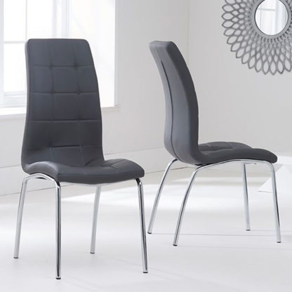 e849b67c9ff8ba86ef285cfdde5b5b5f67f58270f3ad7c0f0fb3871ee6b3afac.jpg An Image of Grus Grey Leather Dining Chairs In Pair