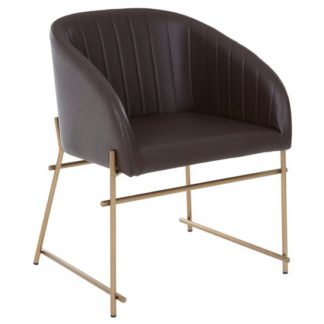 An Image of Bunda Faux Leather Dining Chair In Brown