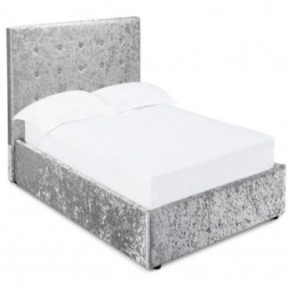 An Image of Stratford King Size Storage Bed In Silver Crushed Velvet