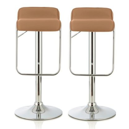 e9219c5e568abd96b02270cdb190a8407d4d54fc8aeaa1e90b9835c3c8f1b2cb.jpg An Image of Mestler Modern Bar Stool In Taupe Faux Leather In A Pair