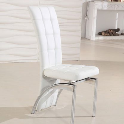 e94f983306d217b121622cb6c4fad309e4b236fcc2cab3d3e7fdb70286ba8892.jpg An Image of Ravenna White Faux Leather Dining Room Chair