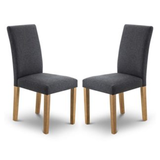 An Image of Hastings Slate Linen Fabric Dining Chair In Pair