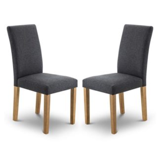 An Image of Hastings Slate Linen Fabric Dining Chair In Pair