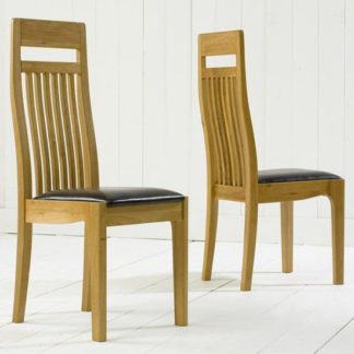 An Image of Pollux Dining Chairs In Pair With Black Leather Seat