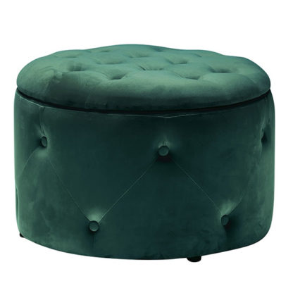 An Image of Cleo Round Storage Pouff In Teal