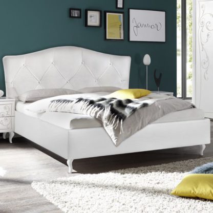 An Image of Agio Fabric Upholstered King Size Bed In White