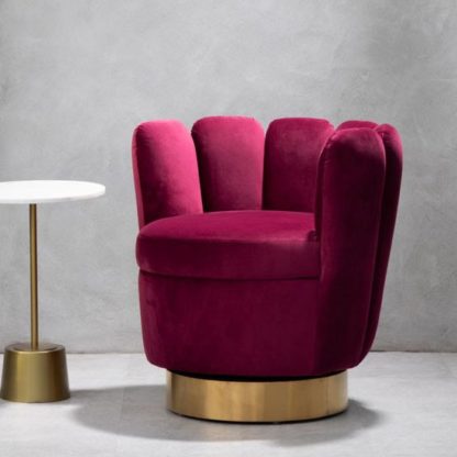 An Image of Bealie Velvet Bedroom Chair In Wine