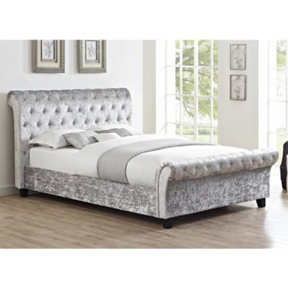 e9e8b327652b4a1da7c41924415c0b644bc8c82f5f9701ff5d52dfdf3dfe27ed.jpg An Image of Casablanca Crushed Velvet King Size Bed In Grey