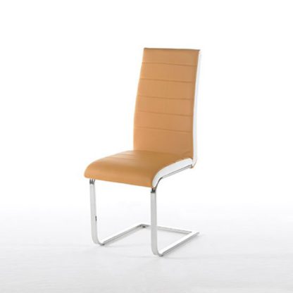 e9f295e6eff242448b36c941cef45d4468b182a50e90e1450ca188bbea221bea.jpg An Image of Top Curry Finish Faux Leather Dining Chair