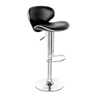 An Image of Duo Retro Black Faux Leather Bar Stool With Chrome Base