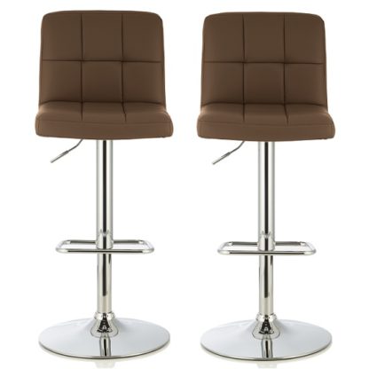 ea13adfaf89d20781e4dc6fd0da1c0defe81b3184b1f5d9a0f38edc30f0d95ec.jpg An Image of Lesly Bar Stool In Cappuccino Faux Leather In A Pair