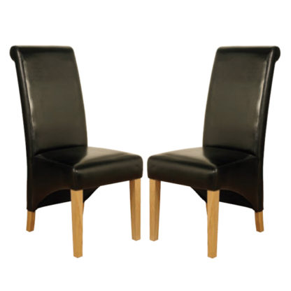 An Image of Rocco Black PU Leather Dining Dining Chair In Pair