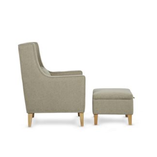 An Image of Hilton Fabric Lounge Chair With Foot Stool In Sage