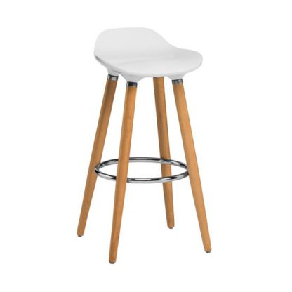 ea7eb1a0f9325fc269bb1988c62838b3d7949292b9f2ceb6f5839946f033ae78.jpg An Image of Adoni Bar Stool In White ABS With Natural Beech Wooden Legs