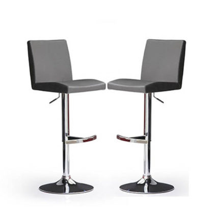 An Image of Lopes Bar Stools In Grey Faux Leather in A Pair