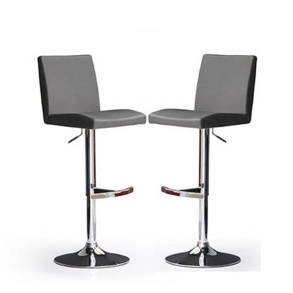 ea7fdabe3d7e9adea19ab73542156282a7fff500caddf083e8cd8cb3724fc36e.jpg An Image of Lopes Bar Stools In Grey Faux Leather in A Pair