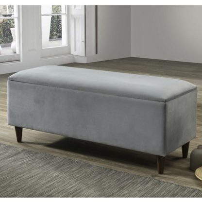 ead8e9c1bb476a5f8539e55d24a6a8396c2db445ae2354ef71cc5cb1999052ba.jpg An Image of Emma Velvet Upholstered Storage Ottoman In Grey