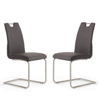 eaf9ac1c5a3cdfeb6af5cdfc5956cbc884a33f3434dc57e6c03a9ae6790658d7.jpg An Image of Harley Dining Chair In Grey Faux Leather In A Pair