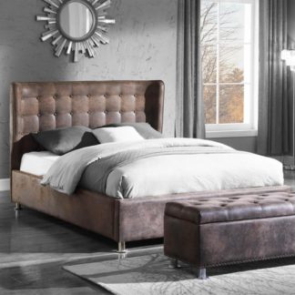 An Image of Valencia Fabric King Size Bed In Antique Brown