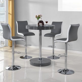 An Image of Havana Bar Table In Grey With 4 Ritz Grey And White Bar Stools