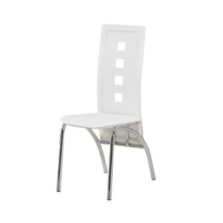 An Image of Bellini Dining Chairs In White Faux Leather With Chrome Legs