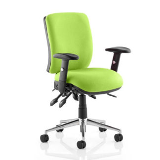 An Image of Chiro Medium Back Office Chair In Myrrh Green With Arms