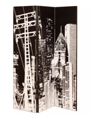 An Image of New york City Canvas Printed Room Divider In A Monotone Colour