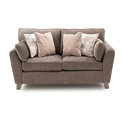 An Image of Barresi Chenille Fabric Two Seater Sofa In Mushroom Finish