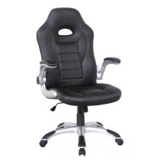 An Image of Witney Home Office Racing Chair In Black Faux Leather