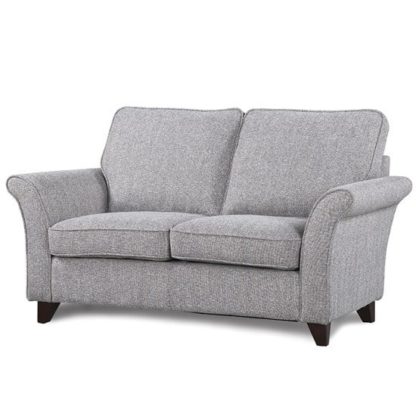 An Image of Orsen Fabric 2 Seater Sofa In Zinc With Dark Wooden Legs