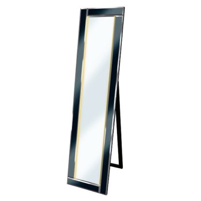 An Image of Bevelled Cheval Free Standing Mirror In Black With LED Lights