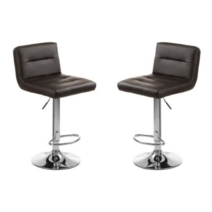 An Image of Baino Black Seat Bar Stool With Chrome Base In Pair