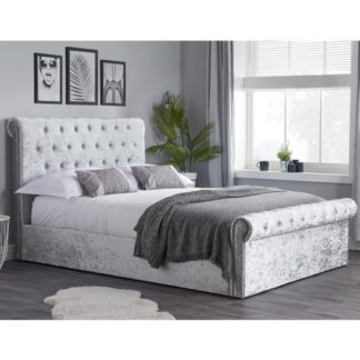 An Image of Sienna Side Fabric Small Double Bed In Steel Crushed Velvet