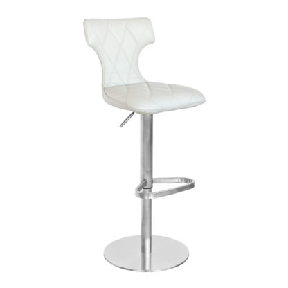 An Image of Ava Cream Faux Leather Bar Stool With Stainless Steel Base