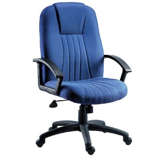 An Image of Cromer Home Office Chair In Blue Fabric With Castors