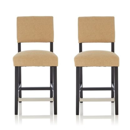 An Image of Vibio Bar Stools In Oatmeal Fabric And Black Legs In A Pair