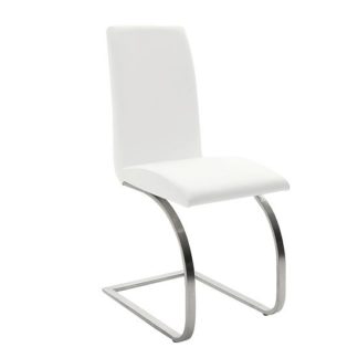 An Image of Maui White Pu Dining Chair With Silver Finish Legs