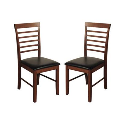 An Image of Marsic Dark Acacia Dining Chairs In Pair