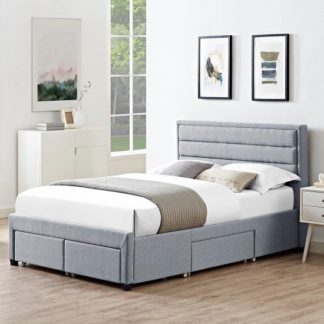 An Image of Brayden Contemporary Fabric Storage King Size Bed In Grey