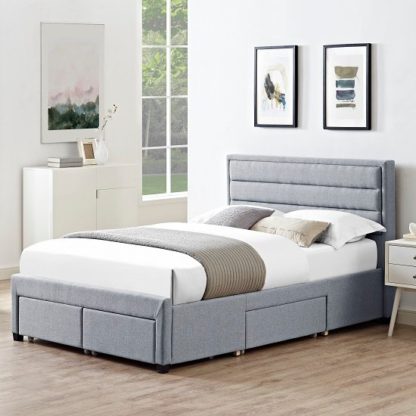 An Image of Brayden Contemporary Fabric Storage Double Bed In Grey